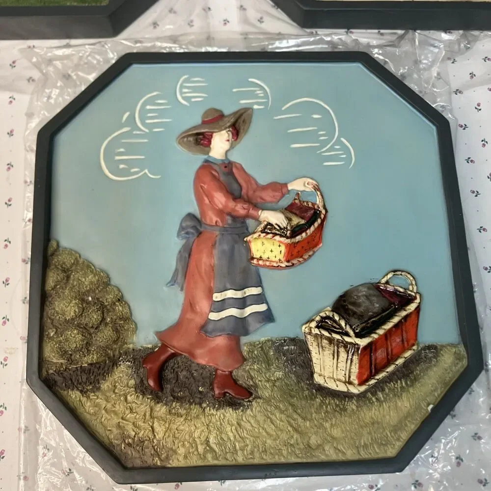 New Set of 3 Lillian Vernon Resin Laundry Plaques Wall Art 3D Raised Design